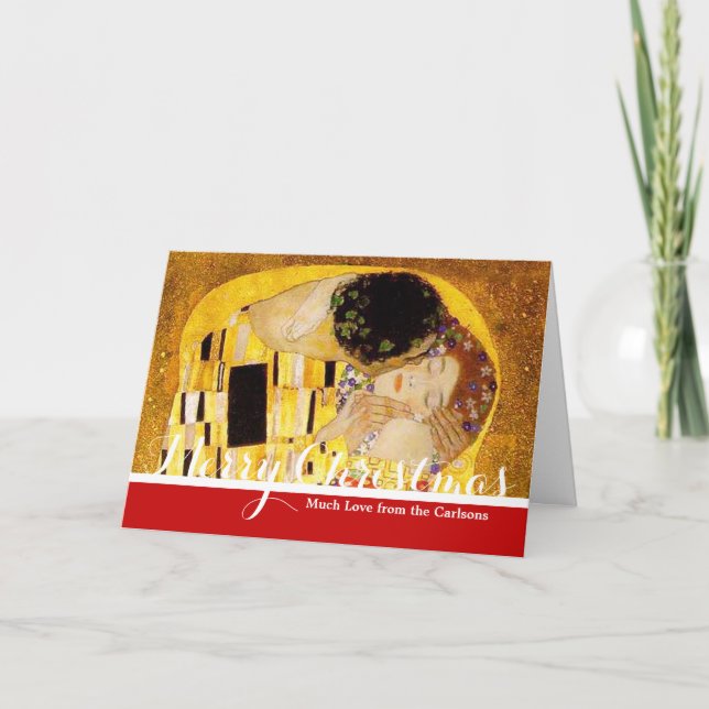 Gustav Klimt The Kiss Classic Painting Holiday Card (Front)