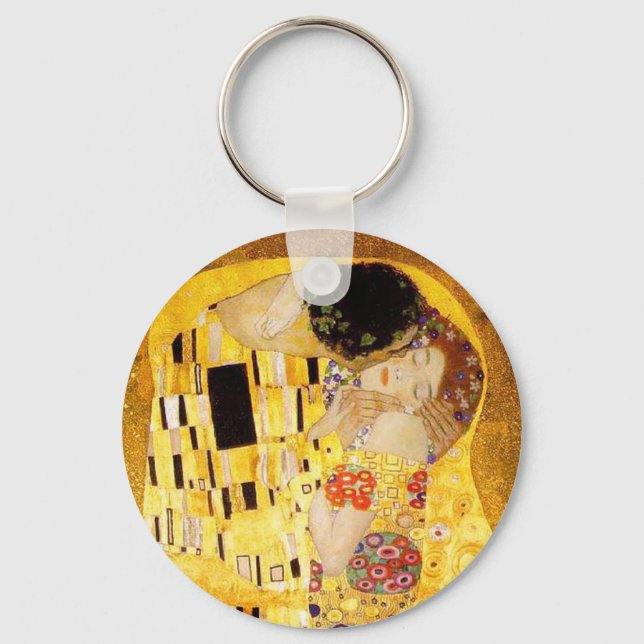 Gustav Klimt The Kiss Classic Painting Key Ring (Front)
