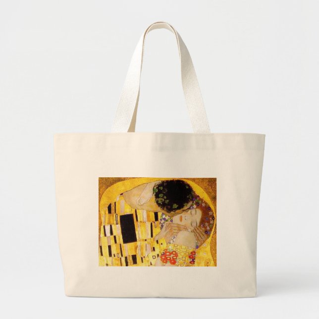 Gustav Klimt The Kiss Classic Painting Large Tote Bag (Front)