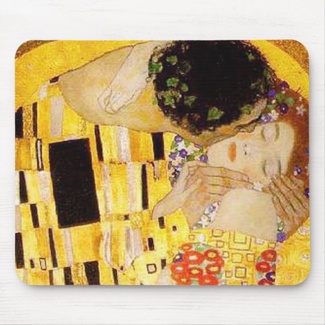 Gustav Klimt The Kiss Classic Painting Mouse Mat (Front)