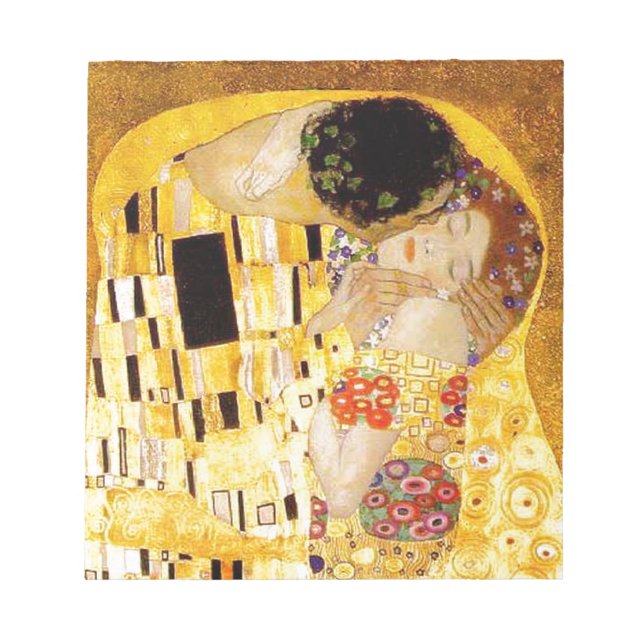 Gustav Klimt The Kiss Classic Painting Notepad (Front)