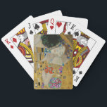 Gustav Klimt The Kiss Classic Painting Playing Cards<br><div class="desc">This pattern is based on a detail from the painting “The kiss”. Gustav Klimt's "The Kiss" is undoubtedly one of the most iconic and revered paintings of the early 20th century, epitomising the Art Nouveau movement with its intricate details and gold leaf accents. The artwork depicts a loving couple, a...</div>