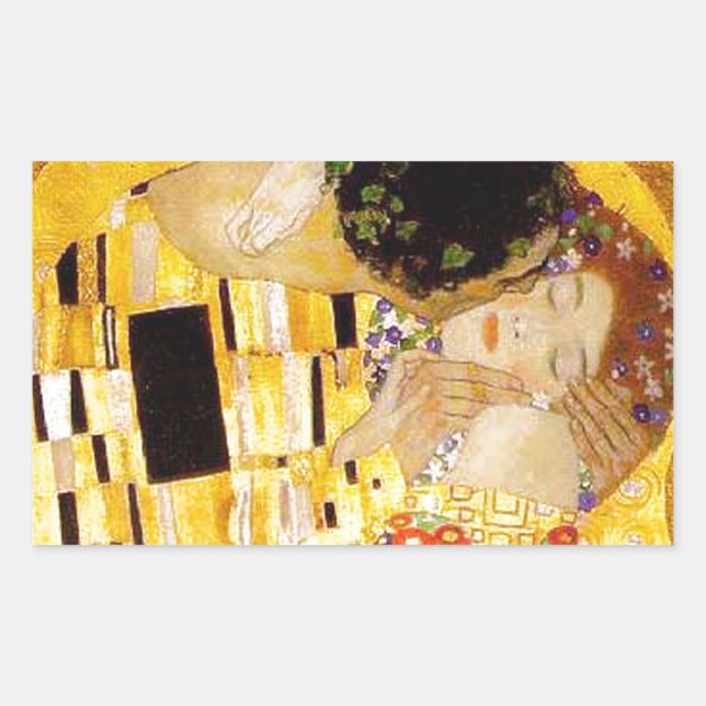 Gustav Klimt The Kiss Classic Painting Rectangular Sticker (Front)