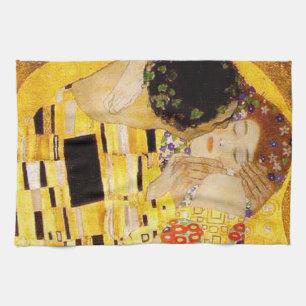 Gustav Klimt The Kiss Classic Painting Tea Towel