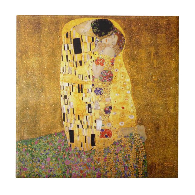 Gustav Klimt The Kiss Classic Painting Tile (Front)