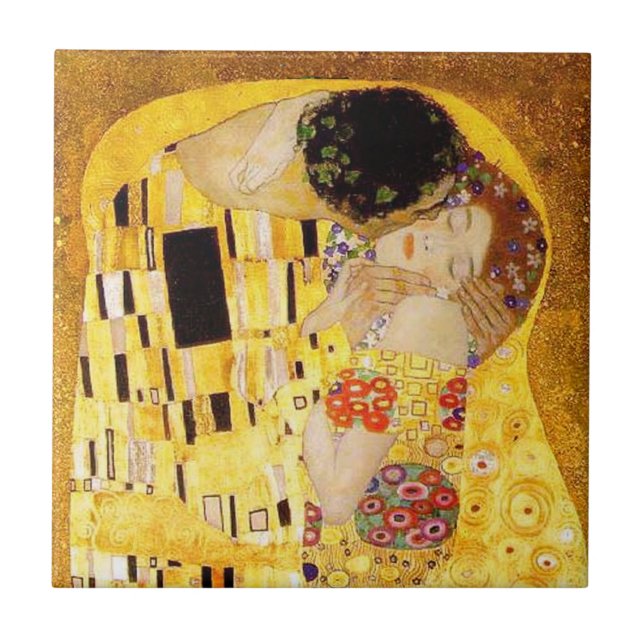 Gustav Klimt The Kiss Classic Painting Tile (Front)
