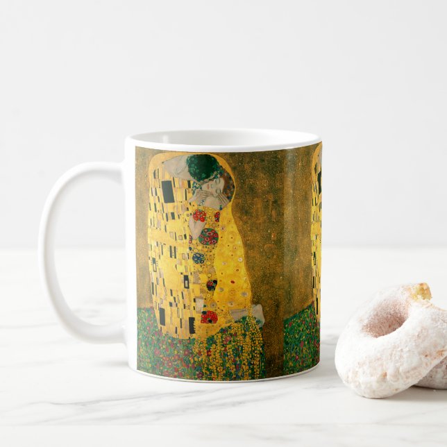 Gustav Klimt , "The Kiss" Coffee Mug (With Donut)