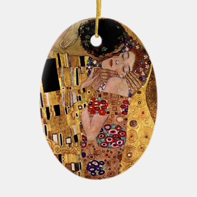 Gustav Klimt: The Kiss (Detail) Ceramic Tree Decoration (Front)