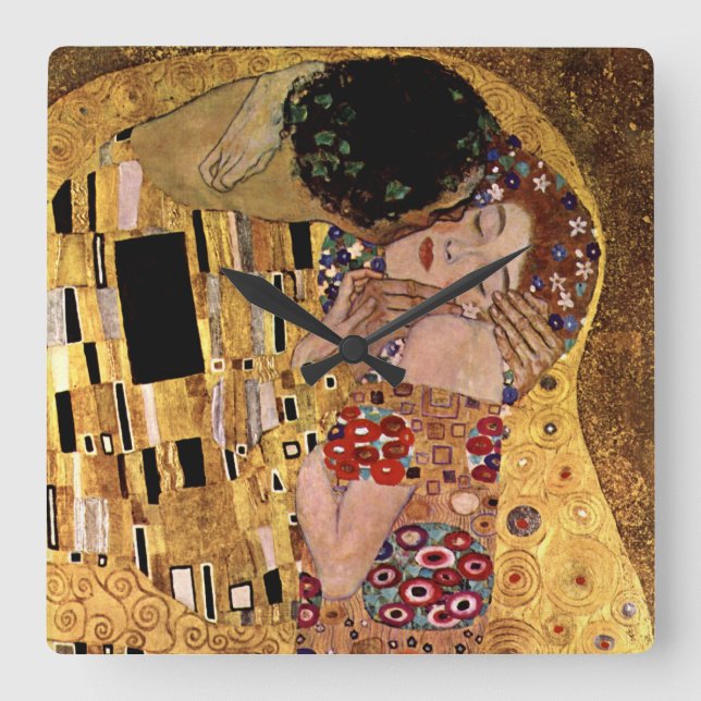 Gustav Klimt: The Kiss (Detail) Square Wall Clock (Front)