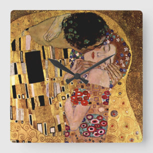 Gustav Klimt: The Kiss (Detail) Square Wall Clock