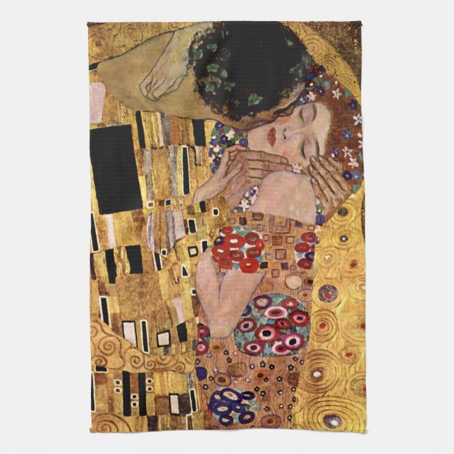 Gustav Klimt: The Kiss (Detail) Tea Towel (Vertical)