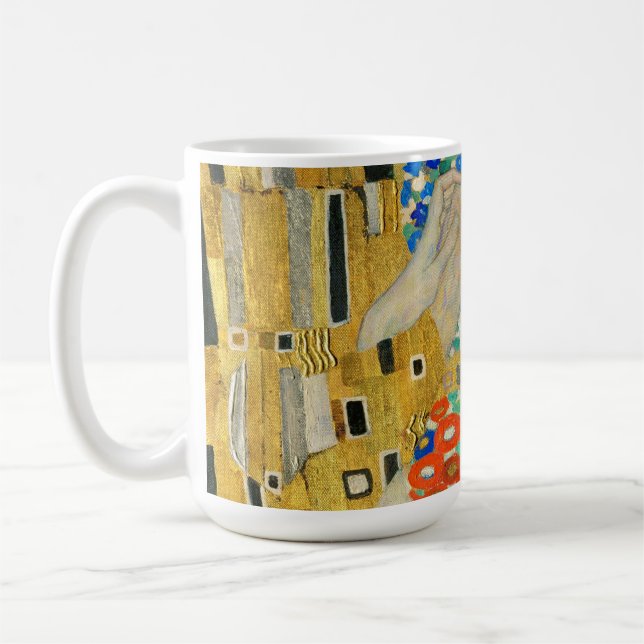 Gustav Klimt The Kiss Faces Detail Painting Coffee Mug (Left)