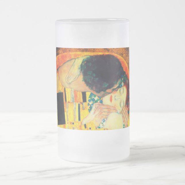 Gustav Klimt The Kiss Frosted Glass Beer Mug (Center)