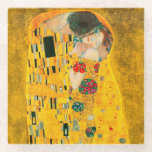 Gustav Klimt The Kiss Glass Coaster<br><div class="desc">Glass Coaster featuring Gustav Klimt’s oil painting with gold leaf The Kiss (1908). A man and woman,  wearing brilliant golden colours,  lovingly embrace and kiss in a field of flowers. A great gift for fans of Art Nouveau and Austrian art.</div>