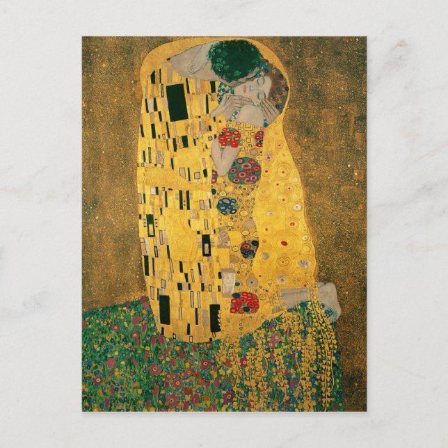 Gustav Klimt The Kiss (Lovers) GalleryHD Vintage Postcard (Front)