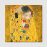 Gustav Klimt The Kiss Magnet<br><div class="desc">Magnet featuring Gustav Klimt’s oil painting with gold leaf The Kiss (1908). A man and woman,  wearing brilliant golden colours,  lovingly embrace and kiss in a field of flowers. A great gift for fans of Art Nouveau and Austrian art.</div>