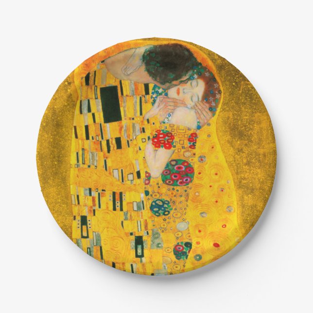 Gustav Klimt The Kiss Paper Plate (Front)