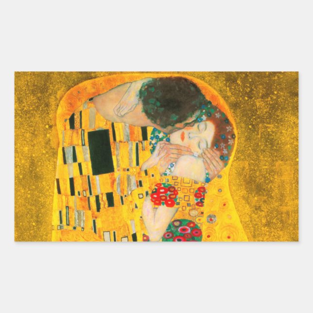 Gustav Klimt The Kiss Rectangular Sticker (Front)
