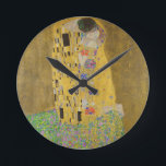 Gustav Klimt "The Kiss" Round Clock<br><div class="desc">Gustav Klimt 's masterpiece: "The Kiss". “The Kiss, ” created by the Austrian painter Gustav Klimt. It’s considered to be his most famous work. He painted it between the years 1907 and 1908, which were the highpoint of his “Golden Period, ” when he painted a number of works utilising gold...</div>