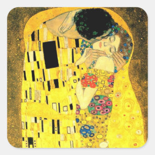 Gustav Klimt -The Kiss  Square Stiker Square Sticker
