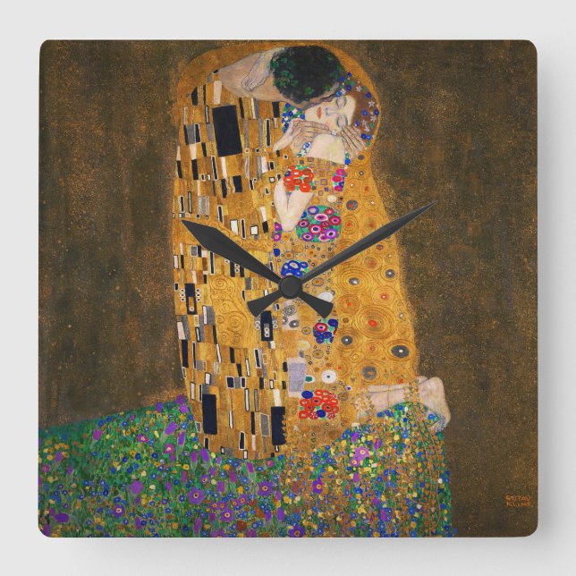 Gustav Klimt , “ The Kiss ” Square Wall Clock (Front)