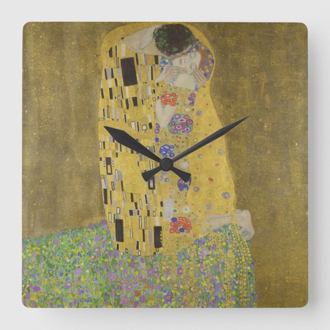 Gustav Klimt The Kiss Square Wall Clock (Front)