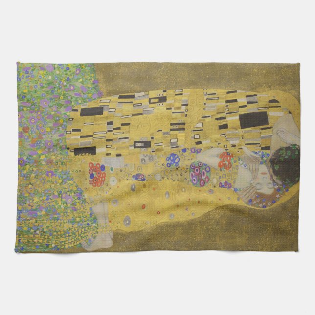 Gustav Klimt The Kiss Tea Towel (Horizontal)
