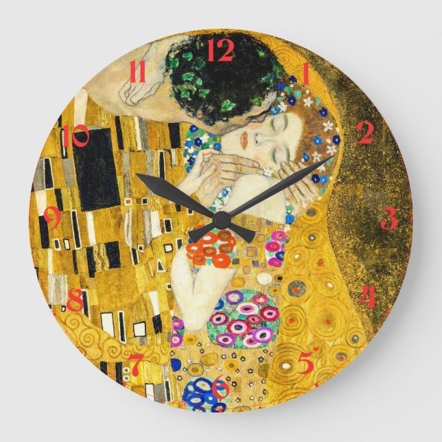 Gustav Klimt - The Kiss / Valentine's Day Large Clock (Front)