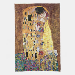 Gustav Klimt - The Kiss - Vintage Art Nouveau Tea Towel