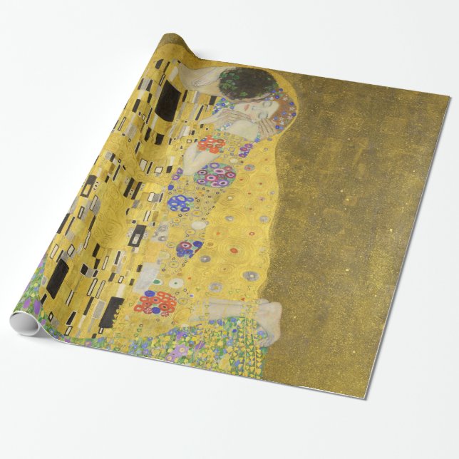Gustav Klimt The Kiss Wrapping Paper (Unrolled)