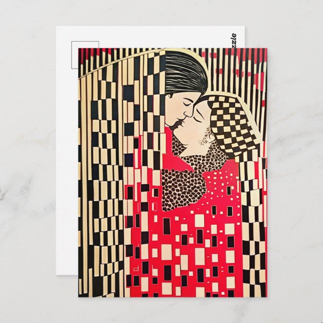 Gustav Klimt The Kiss x Bauhaus optical illusion Postcard (Front/Back)
