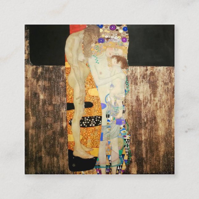 Gustav Klimt - The Three Ages Of Woman Square Business Card (Front)