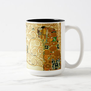 Gustav Klimt The Tree Of Life Vintage Art Nouveau Two-Tone Coffee Mug
