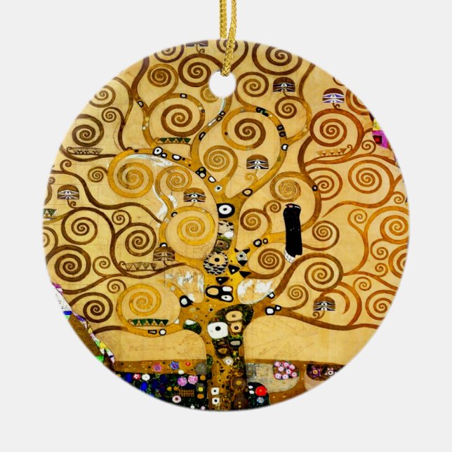 Gustav Klimt Tree of Life Art Nouveau Ceramic Tree Decoration (Front)