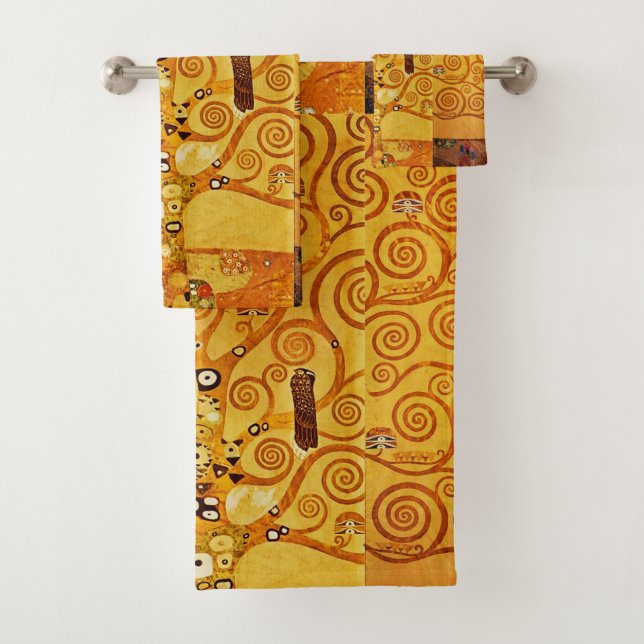 Gustav Klimt Tree of Life: Art Nouveau Symbolist Bath Towel Set (Insitu)