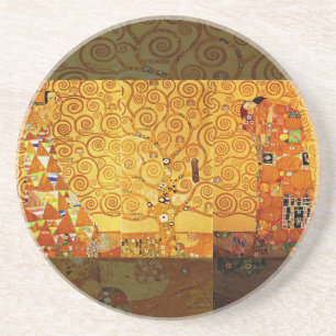 Gustav Klimt Tree of Life: Art Nouveau Symbolist Coaster