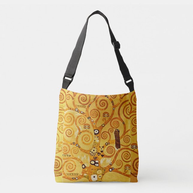 Gustav Klimt Tree of Life: Art Nouveau Symbolist Crossbody Bag (Front)