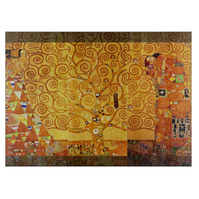 Gustav Klimt Tree of Life: Art Nouveau Symbolist Cutting Board (Front)
