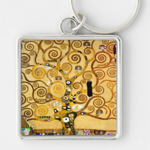 Gustav Klimt Tree of Life: Art Nouveau Symbolist Key Ring