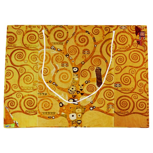 Gustav Klimt Tree of Life: Art Nouveau Symbolist Large Gift Bag (Front)