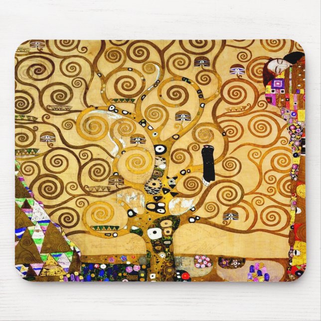 Gustav Klimt Tree of Life: Art Nouveau Symbolist Mouse Mat (Front)