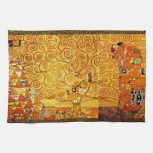 Gustav Klimt Tree of Life: Art Nouveau Symbolist Tea Towel
