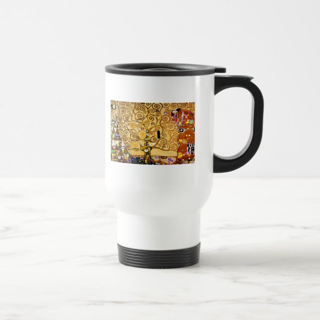 Gustav Klimt Tree of Life: Art Nouveau Symbolist Travel Mug (Right)