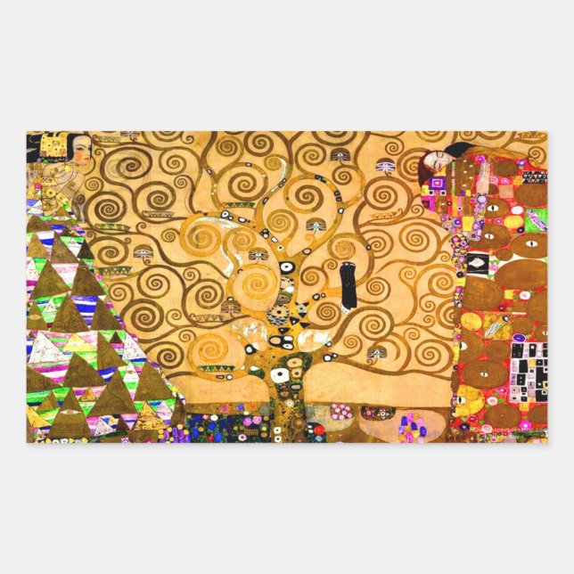 Gustav Klimt Tree of Life Rectangular Sticker (Front)