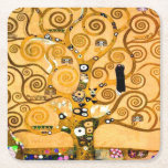 Gustav Klimt Tree of Life Square Paper Coaster<br><div class="desc">Paper Coasters featuring Gustav Klimt’s mural The Tree of Life,  The Stoclet Frieze (1905-1911). It consists of three mosaics: The Expectation,  Knight,  and The Embrace. A beautiful woman,  a golden tree,  and two lovers in an embrace are depicted. A wonderful gift for fans of Art Nouveau and Austrian art.</div>