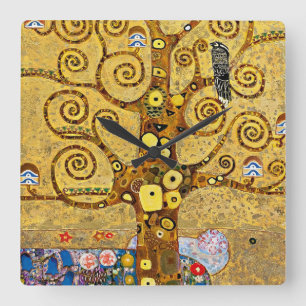Gustav Klimt , "Tree of life" Square Wall Clock