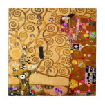Gustav Klimt Tree of Life Tile<br><div class="desc">Tile featuring Gustav Klimt’s mural The Tree of Life,  The Stoclet Frieze (1905-1911). It consists of three mosaics: The Expectation,  Knight,  and The Embrace. A beautiful woman,  a golden tree,  and two lovers in an embrace are depicted. A wonderful gift for fans of Art Nouveau and Austrian art.</div>