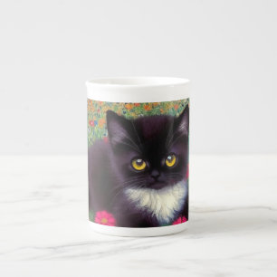 Gustav Klimt Tuxedo Cat Bone China Mug