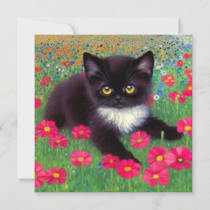 Gustav Klimt Tuxedo Cat Invitation
