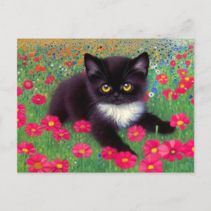 Gustav Klimt Tuxedo Cat Postcard